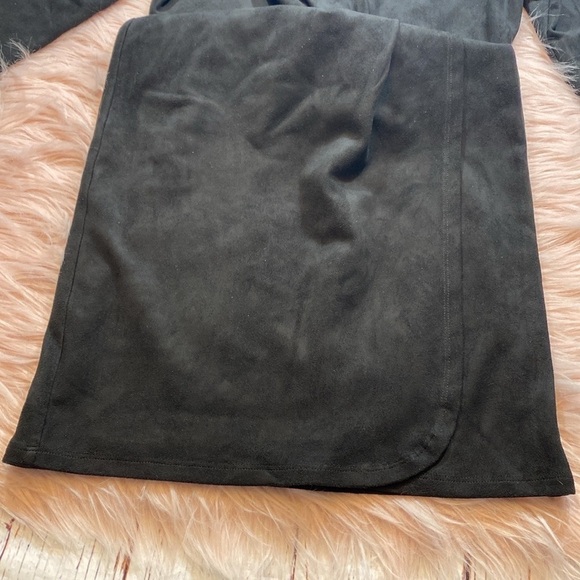 J. McLaughlin Faux Suede Faux Wrap Black Mini Dress - Picture 10 of 12